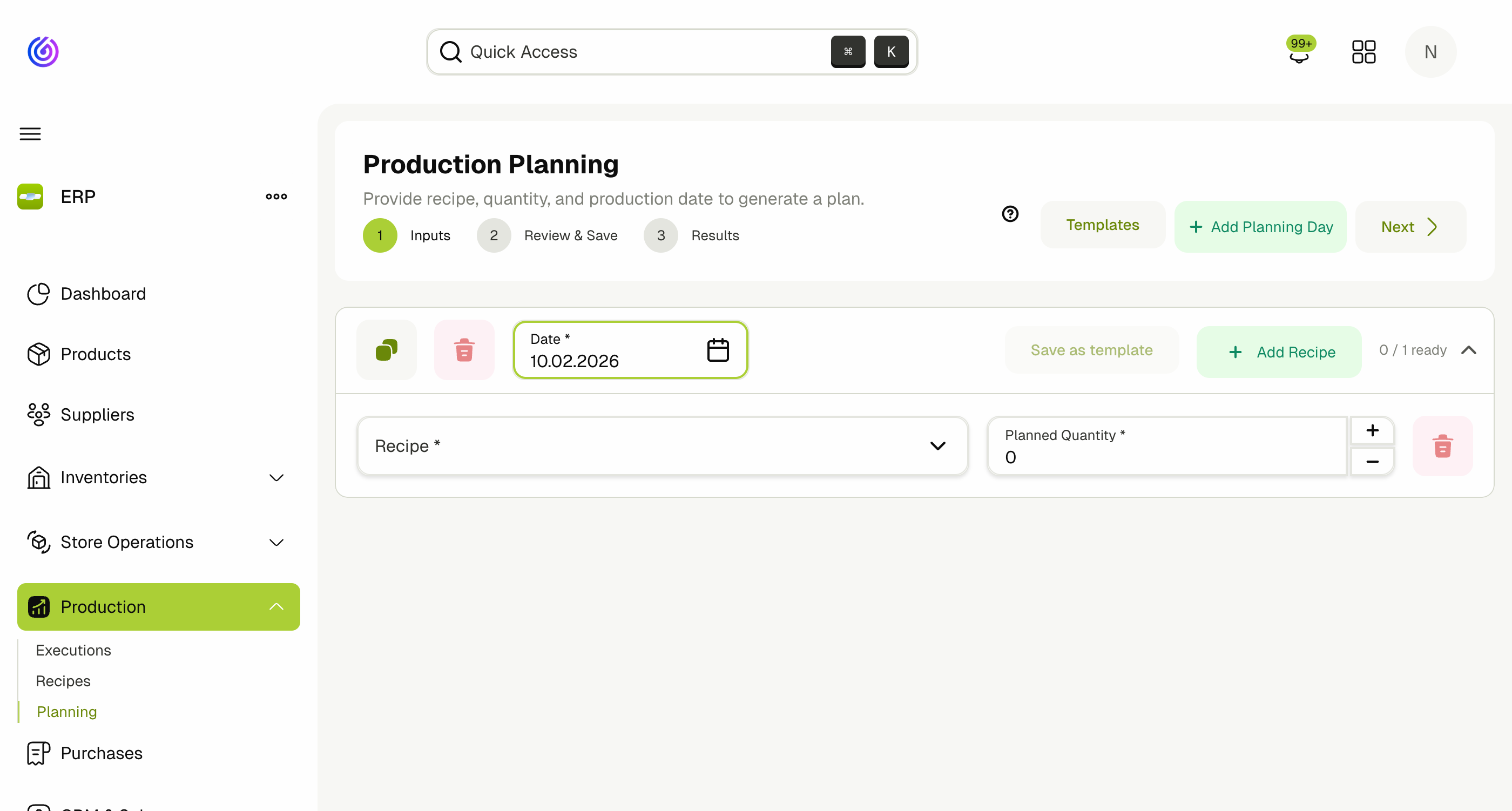 Production Planning Wizard