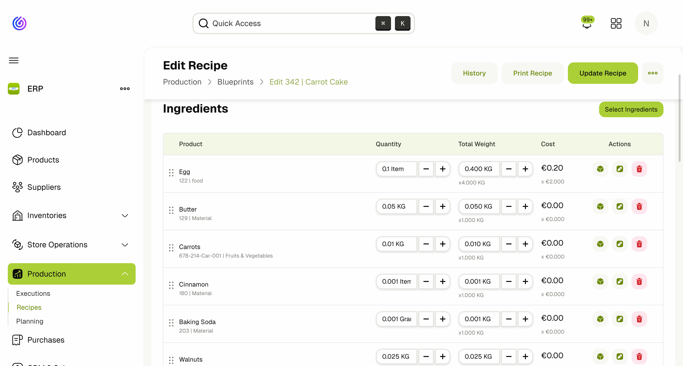 Recipe Detail — Ingredients