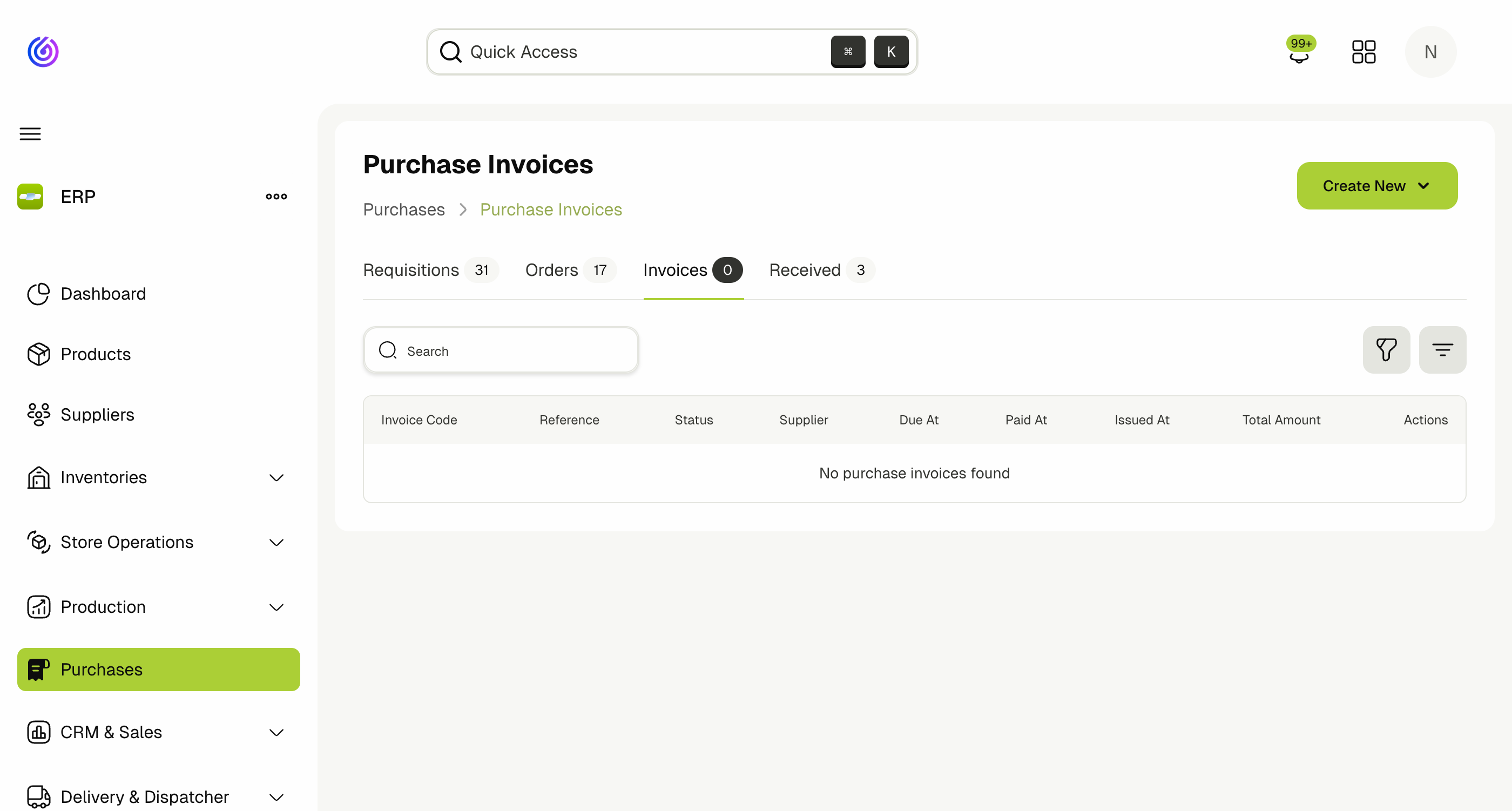 Purchase Invoices List