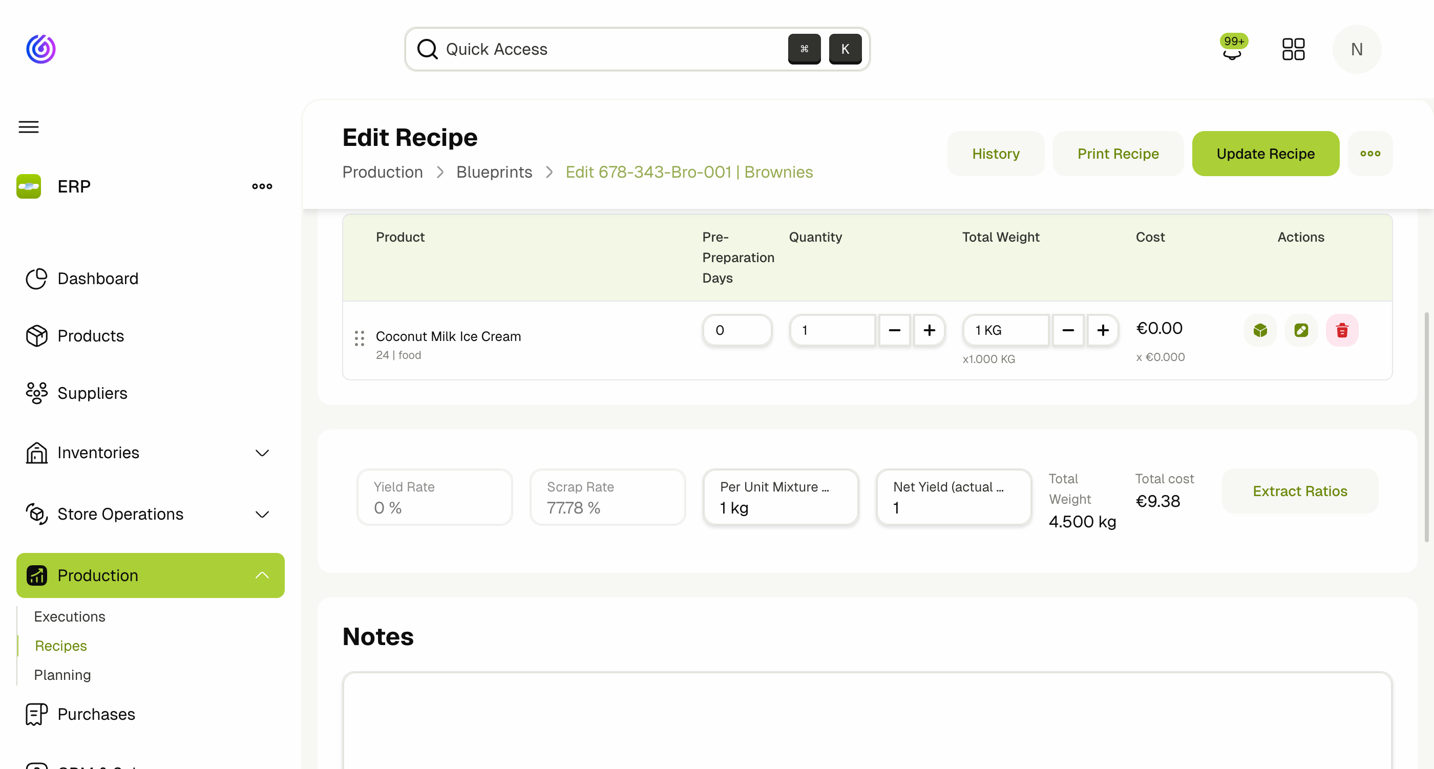 Yield, Scrap & Extract Ratios