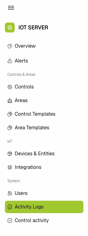 Activity log navigation