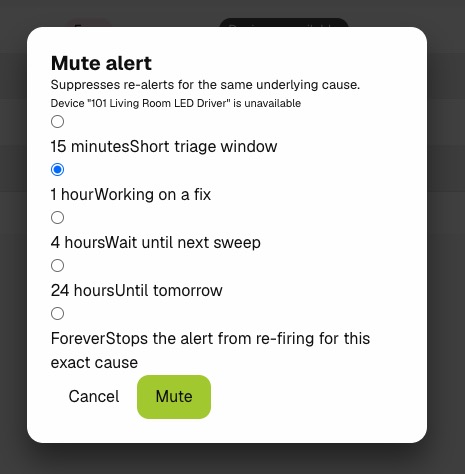 Alerts Mute Dialog