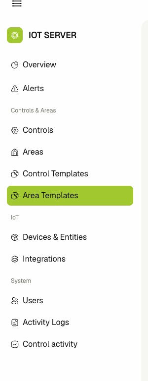 Area template navigation