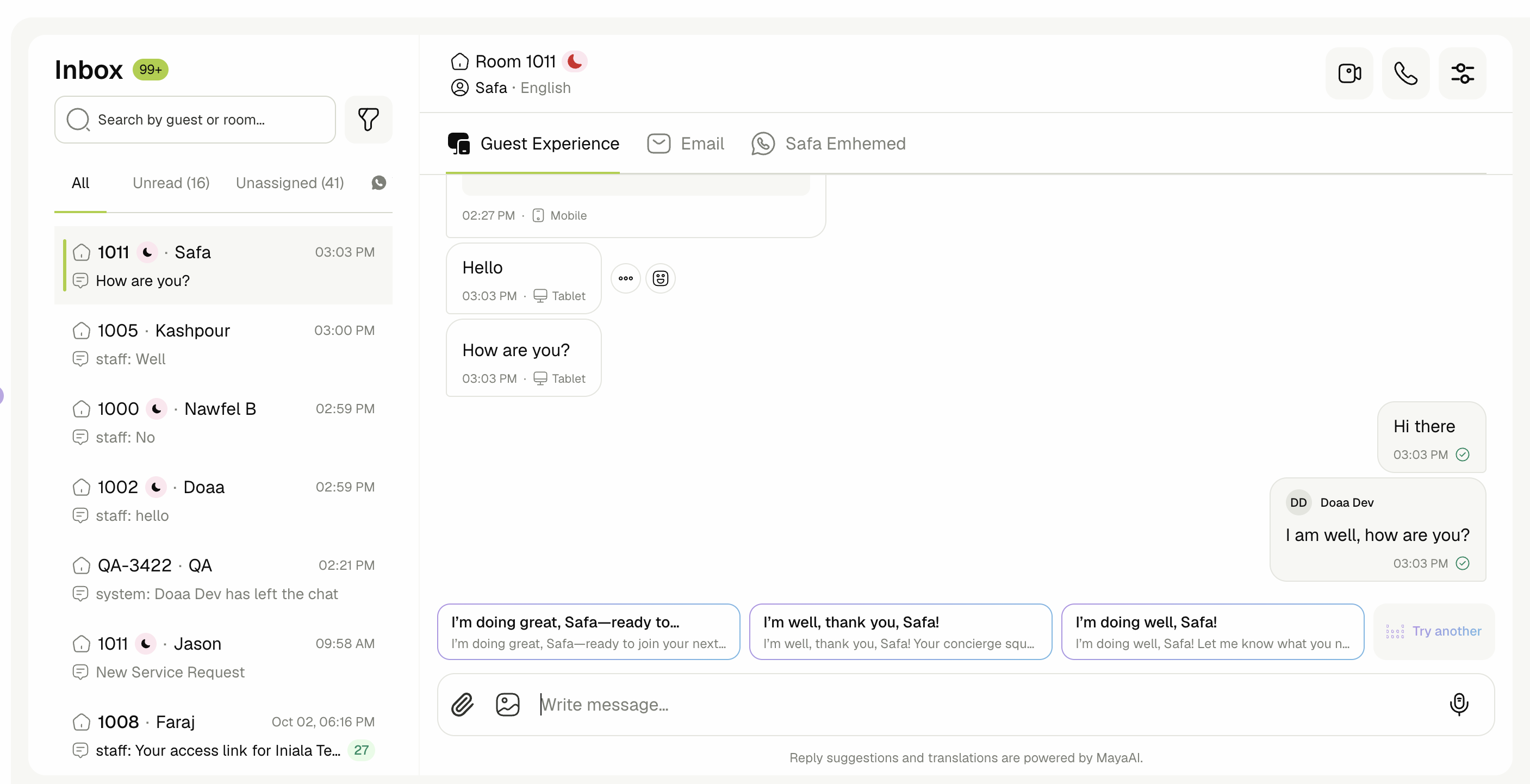 Chat with guest