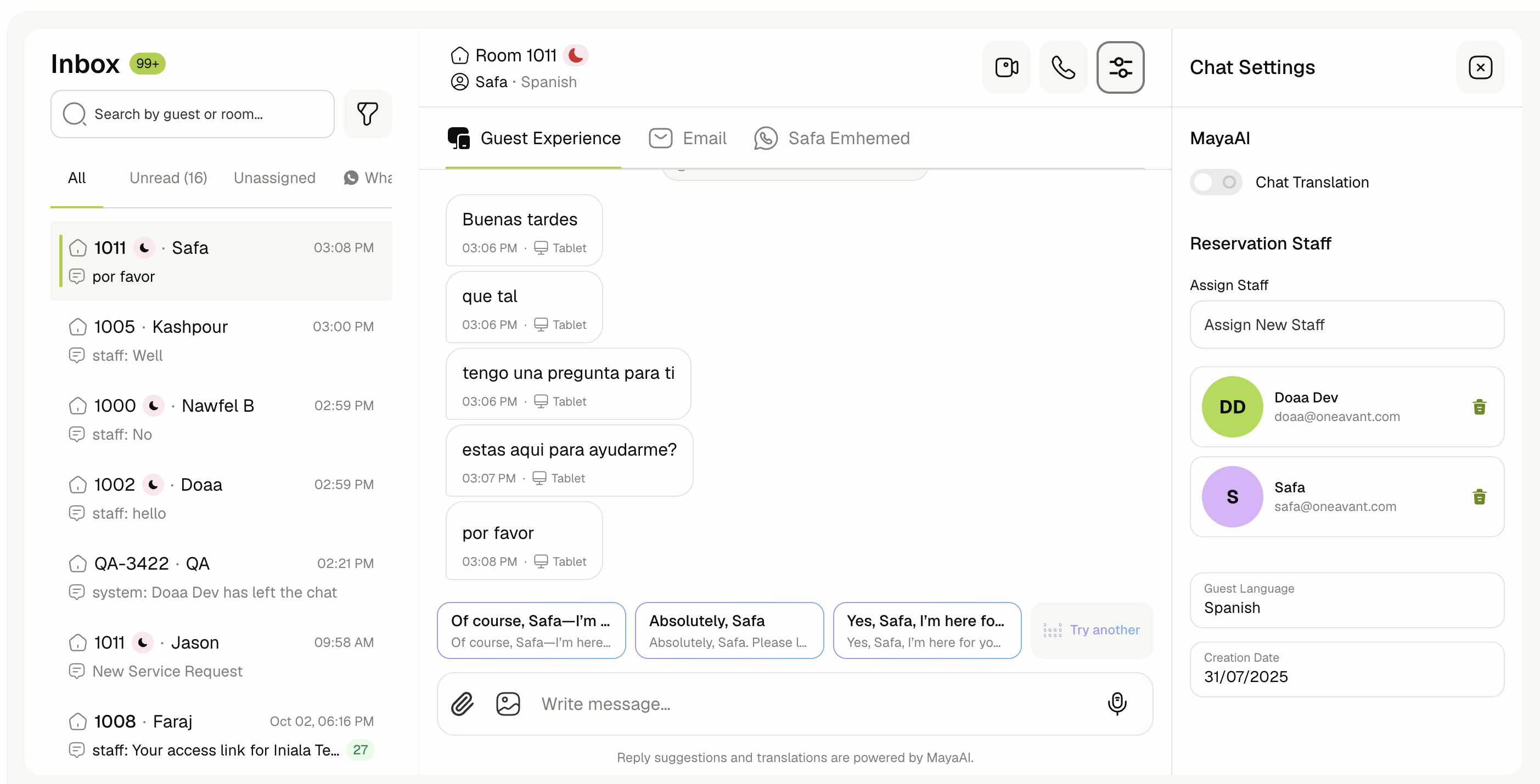 Untranslated chat