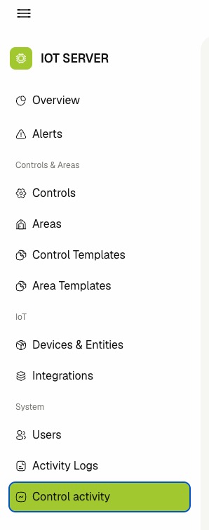 Control activity navigation
