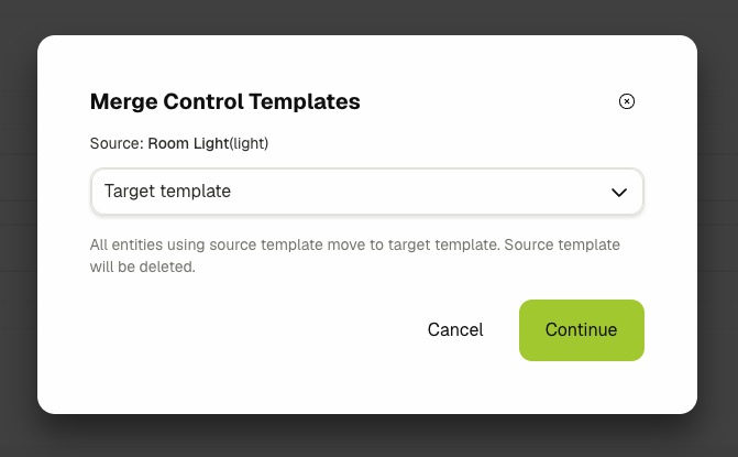 Control template merge into
