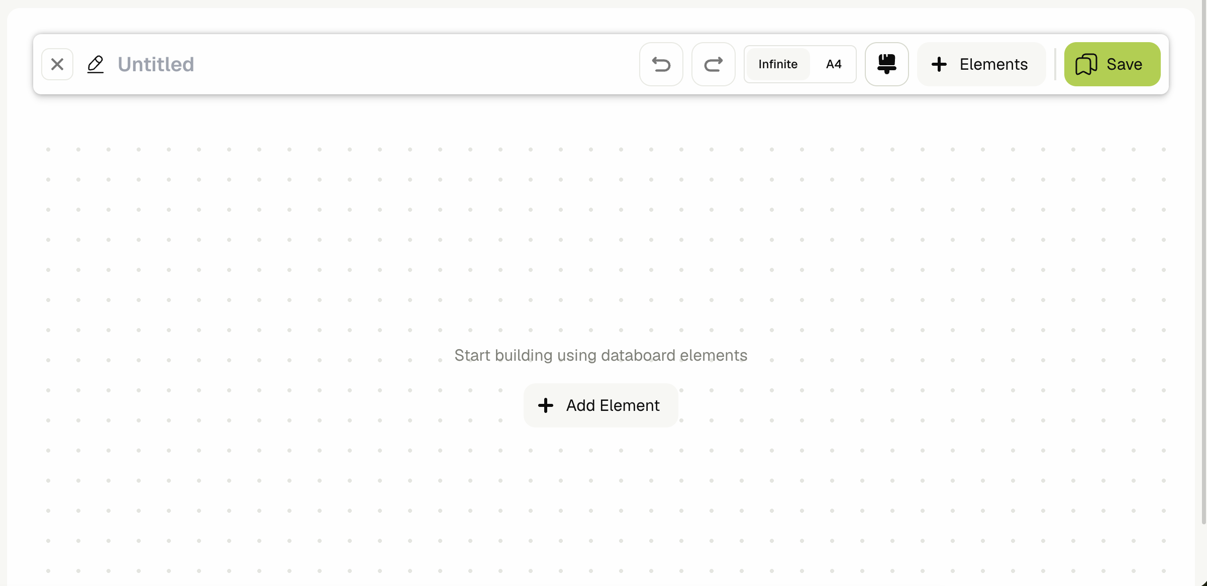 Databoard editor canvas with grid layout