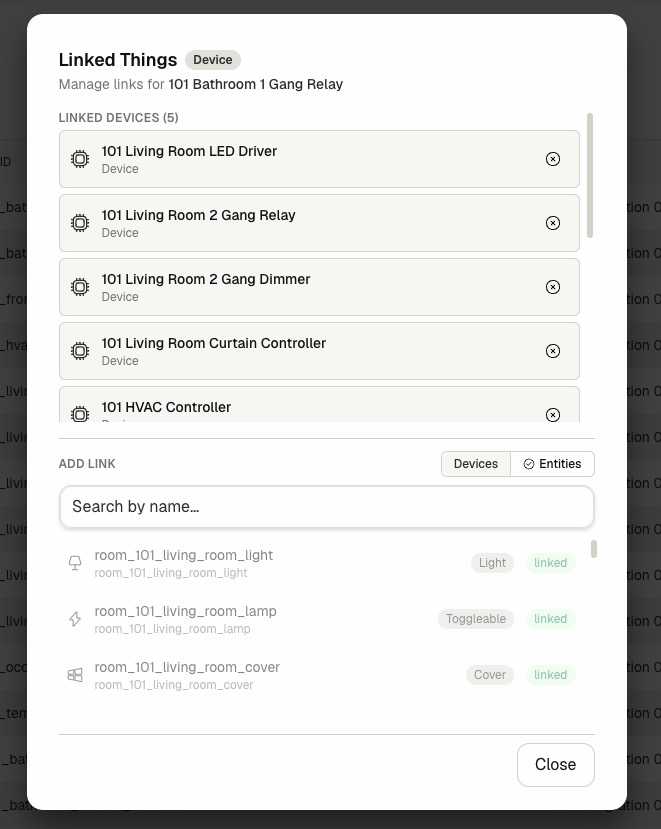 Devices &amp; Entities linked things