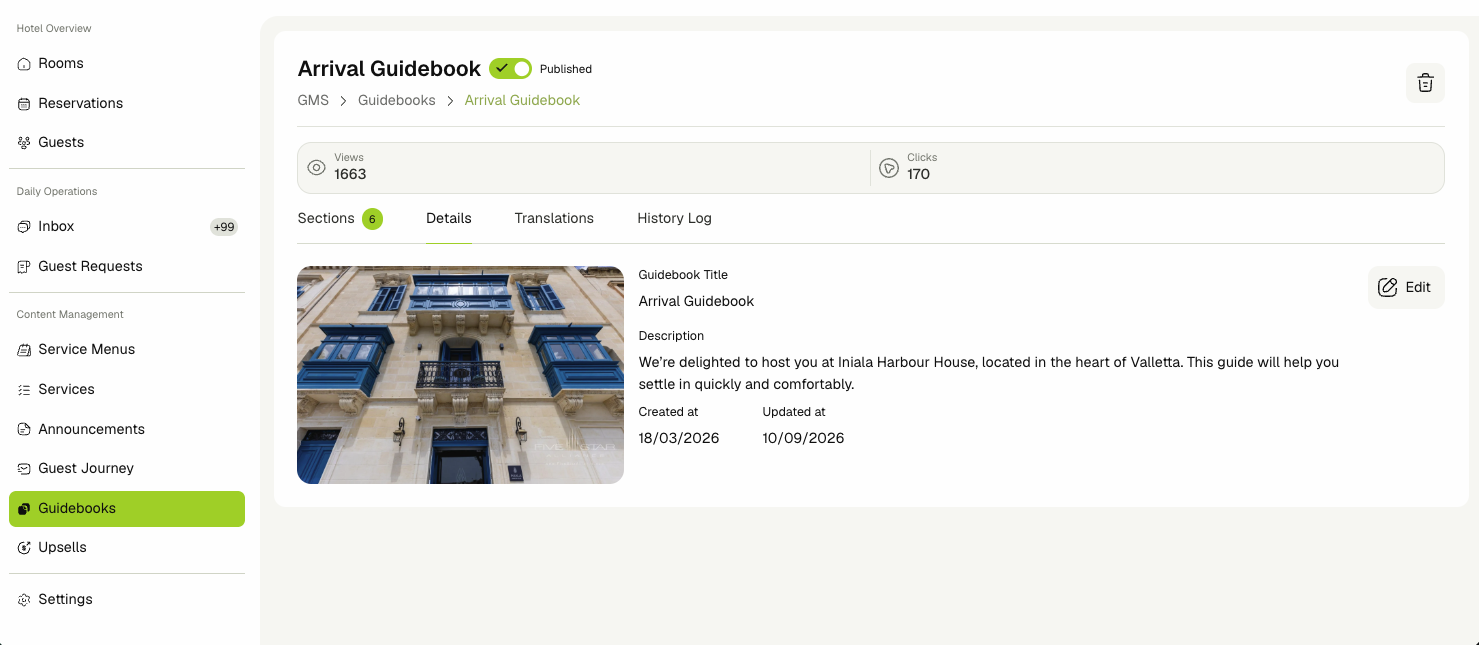 Guidebook details tab