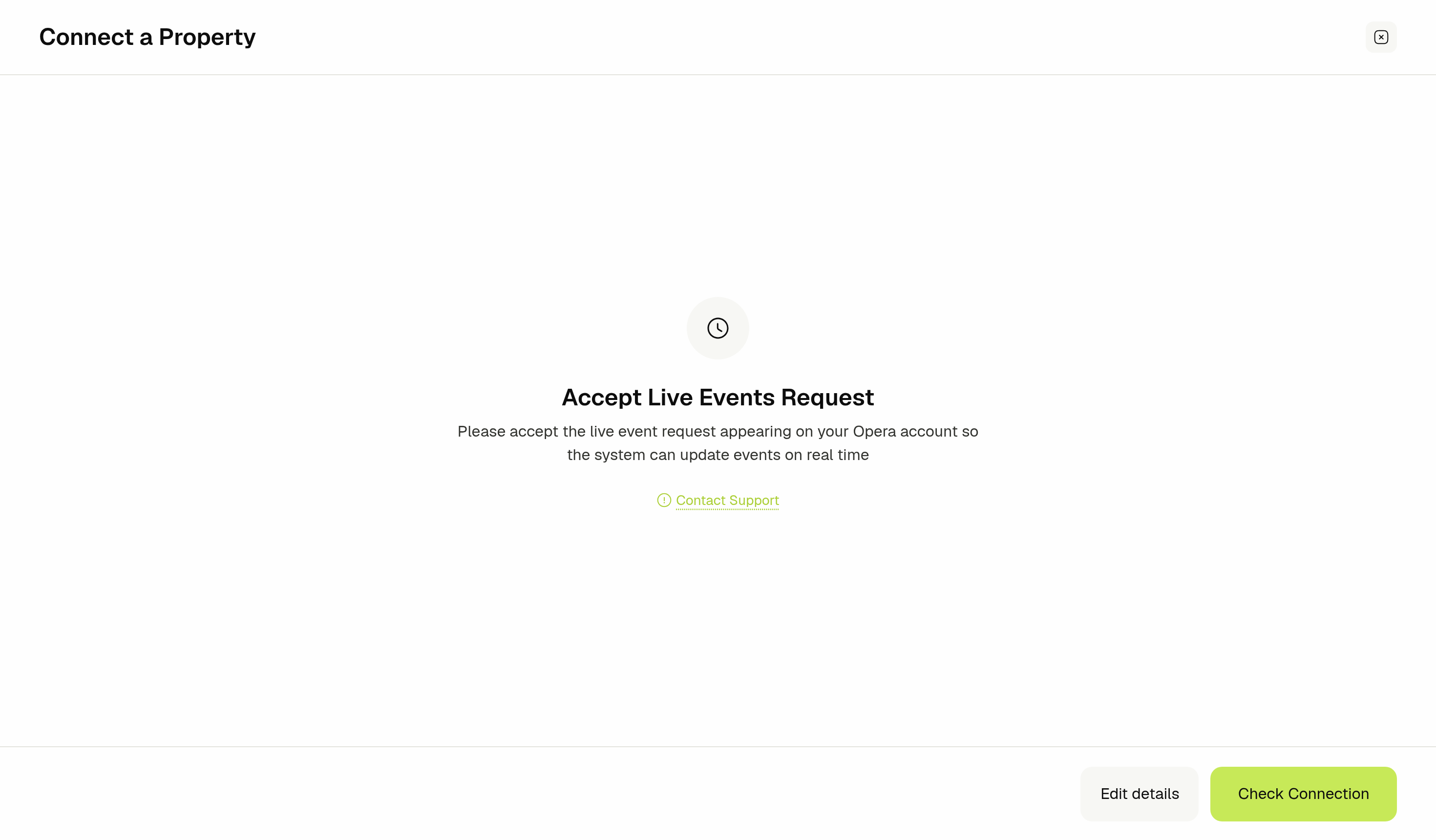 Accept Live Events Request page