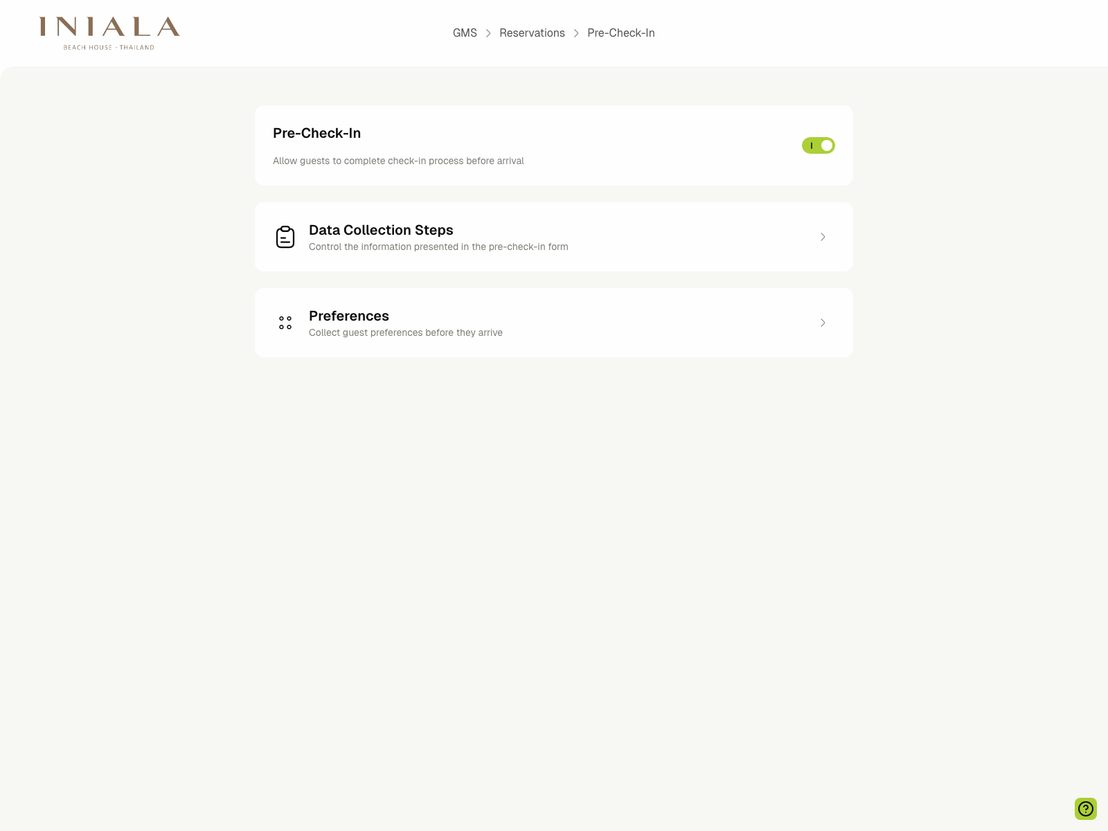 Pre-Check-In overview