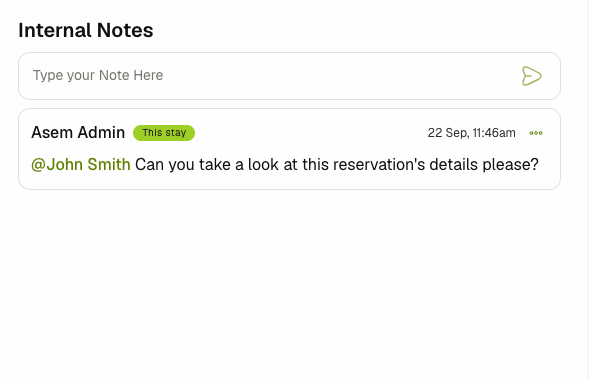 Reservation note sent