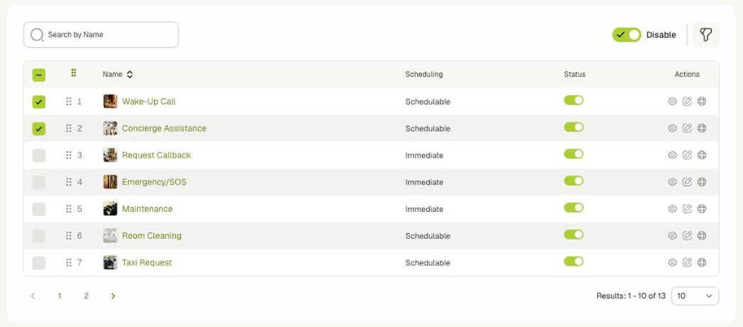 Bulk enable and disable toggle