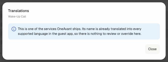Translations for a built-in service