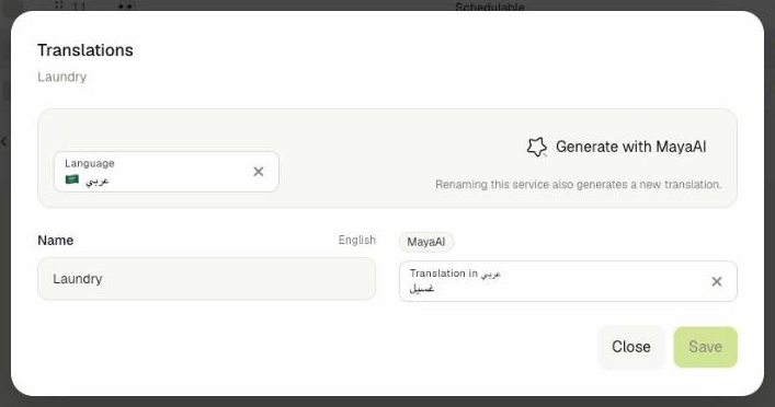 Translations for a custom service