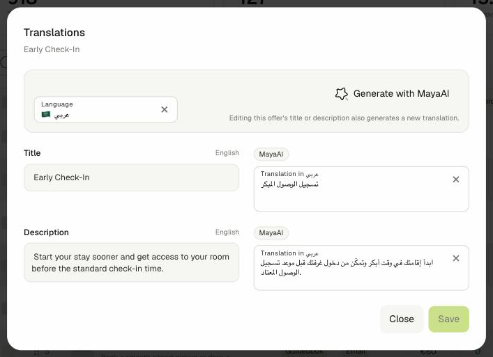 Upsell translations dialog