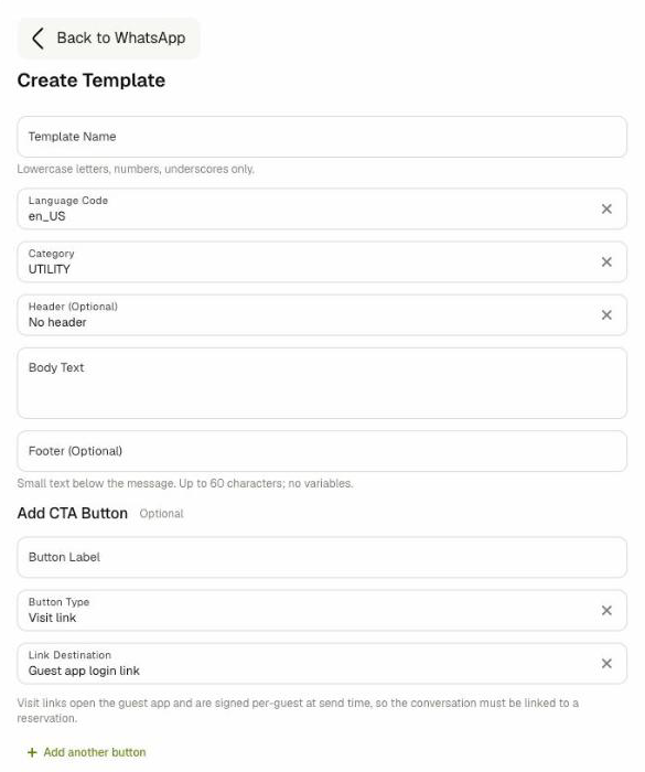 Create Template form